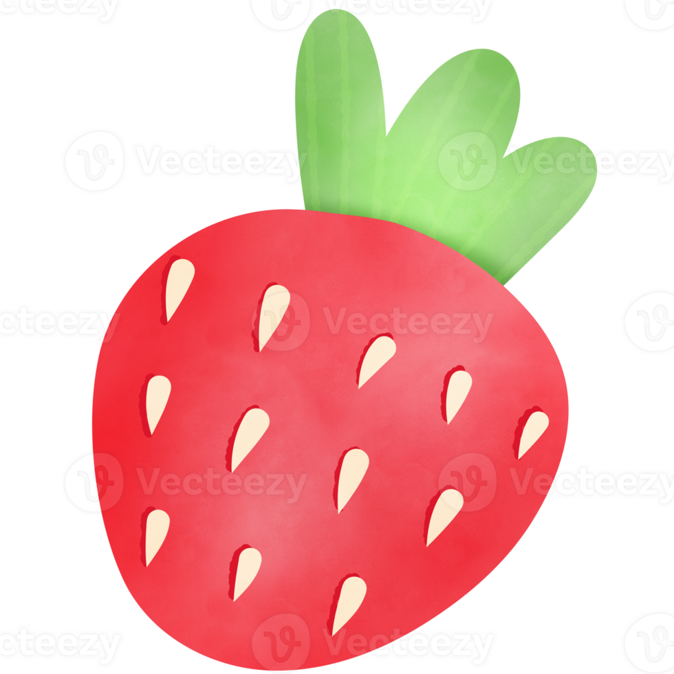 Drawing of strawberry isolated on transparent background for usage as an illustration, food, fruits and eating concept png