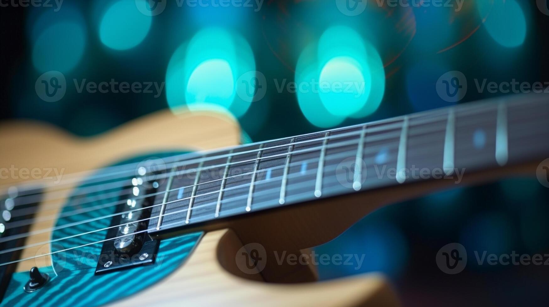 Fantasy electric guitar, Creative explosion on beautiful background. . photo