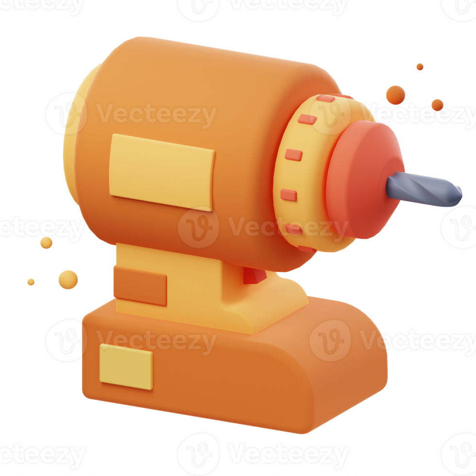 3D Electrical Drill Illustration render of realistic 3D Electrical Drill Tool icon designs. Perfect for construction, home improvement, and DIY projects. png