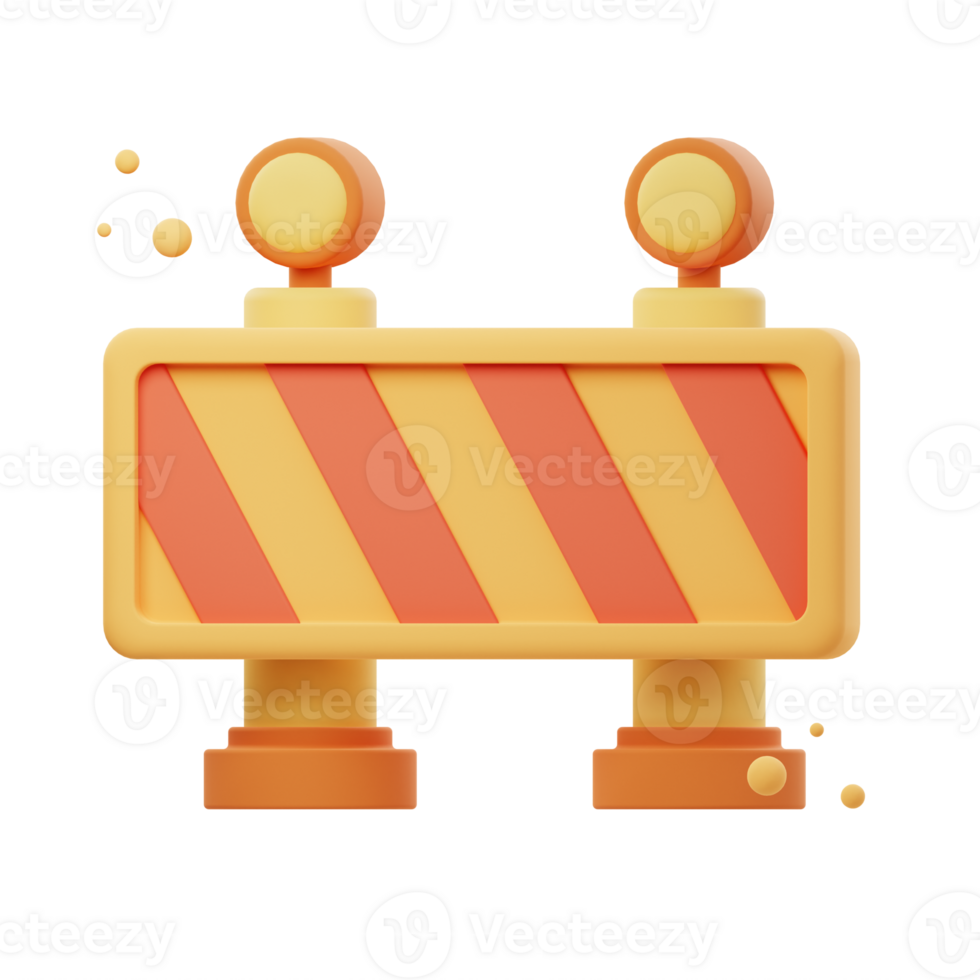 3D Illustration render of Road Block icon designs. Perfect for traffic, construction, obstacle, and safety-themed projects to enhance your designs. png