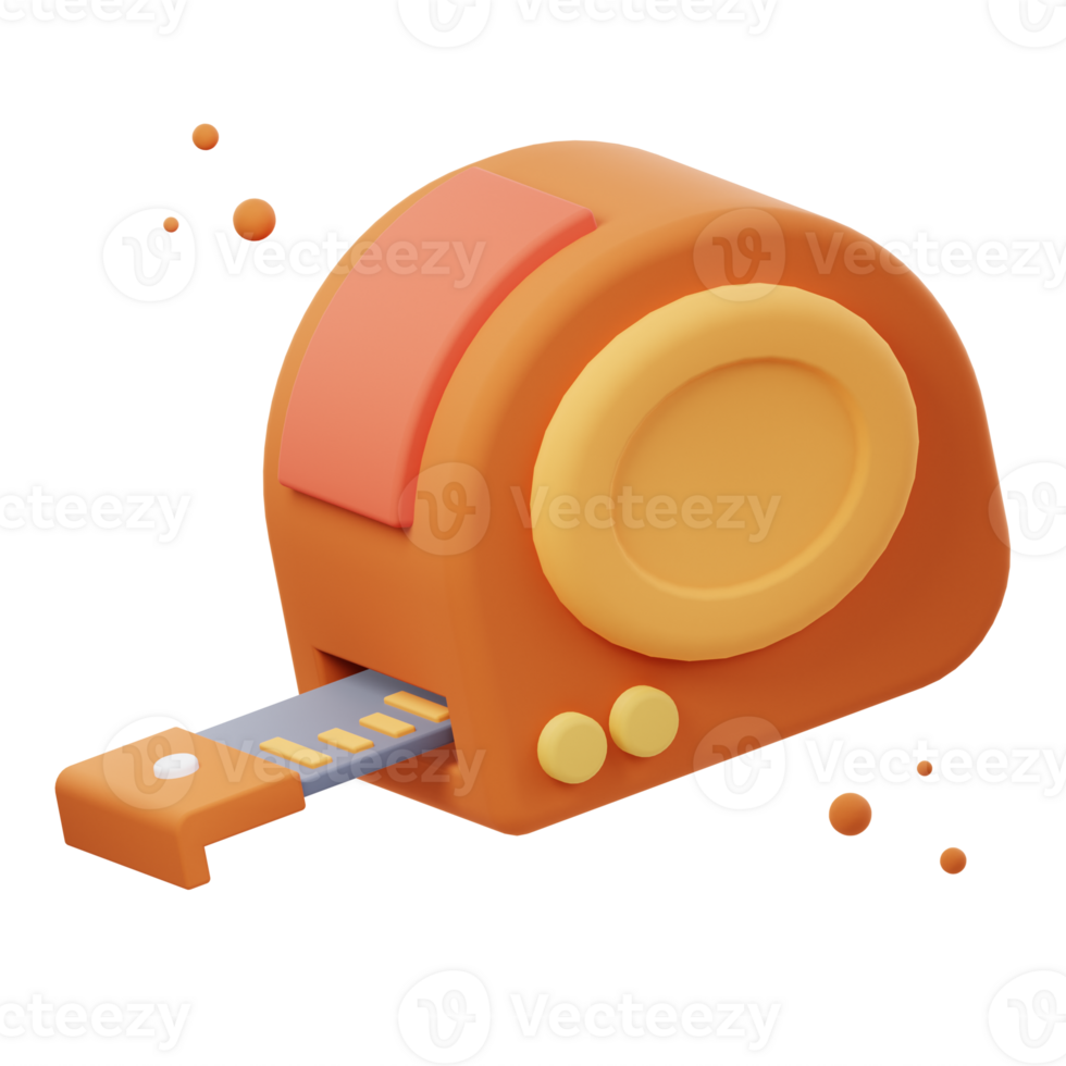 3D Illustration render of Measuring Tape icon designs. Perfect for construction, interior design, measurement, and DIY-themed projects to enhance your designs. png