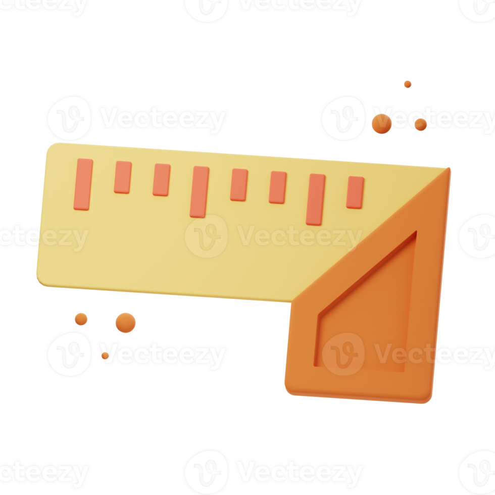 3D Illustration render of Square Scale Tool icon designs. Perfect for precision, measurement, architecture, and engineering-themed projects to enhance your designs. png