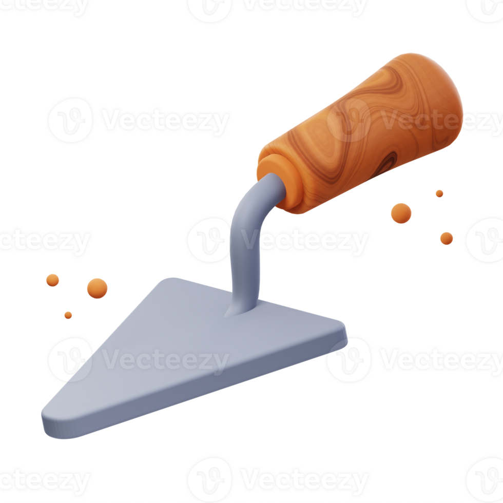 3D Trowel Tool Illustration render of trowel tool icon designs. Perfect for gardening, landscaping, or construction-related visual elements, adding a touch of realism and versatility to your designs. png