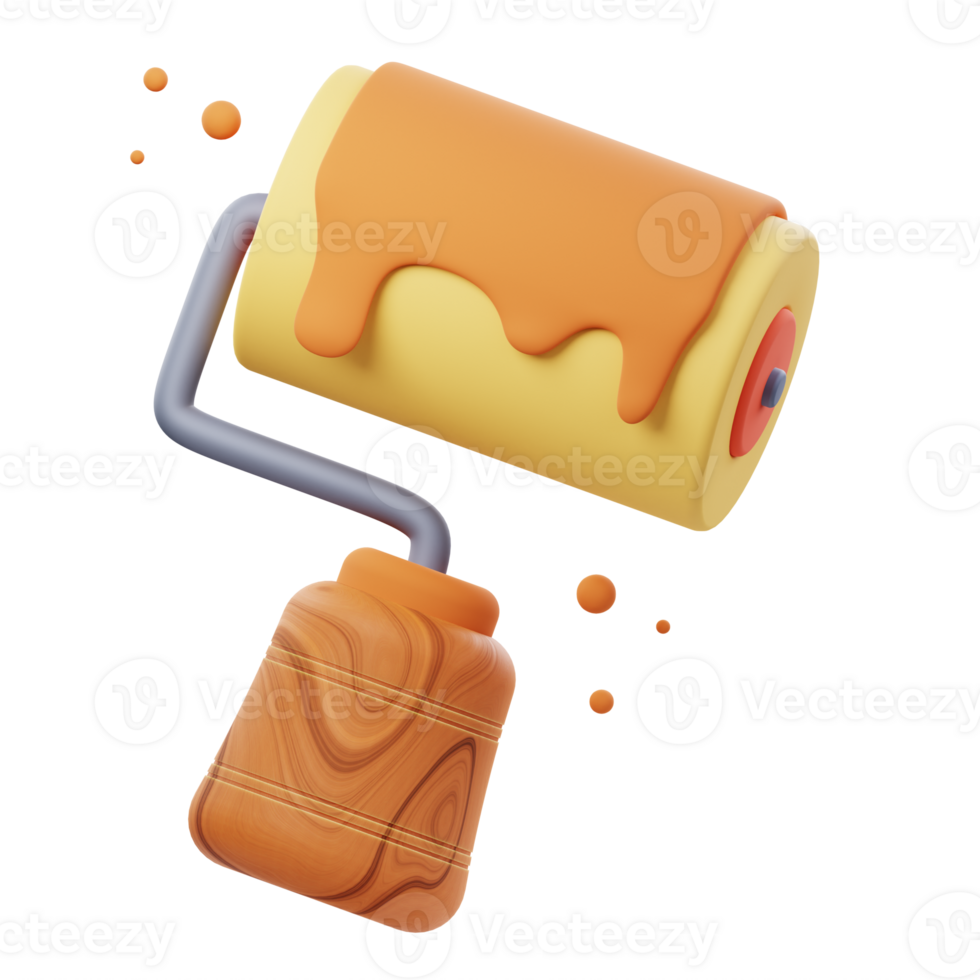 3D Illustration render of Paint Roller icon designs. Perfect for interior design, painting, home improvement, and artistic-themed projects to enhance your designs. png