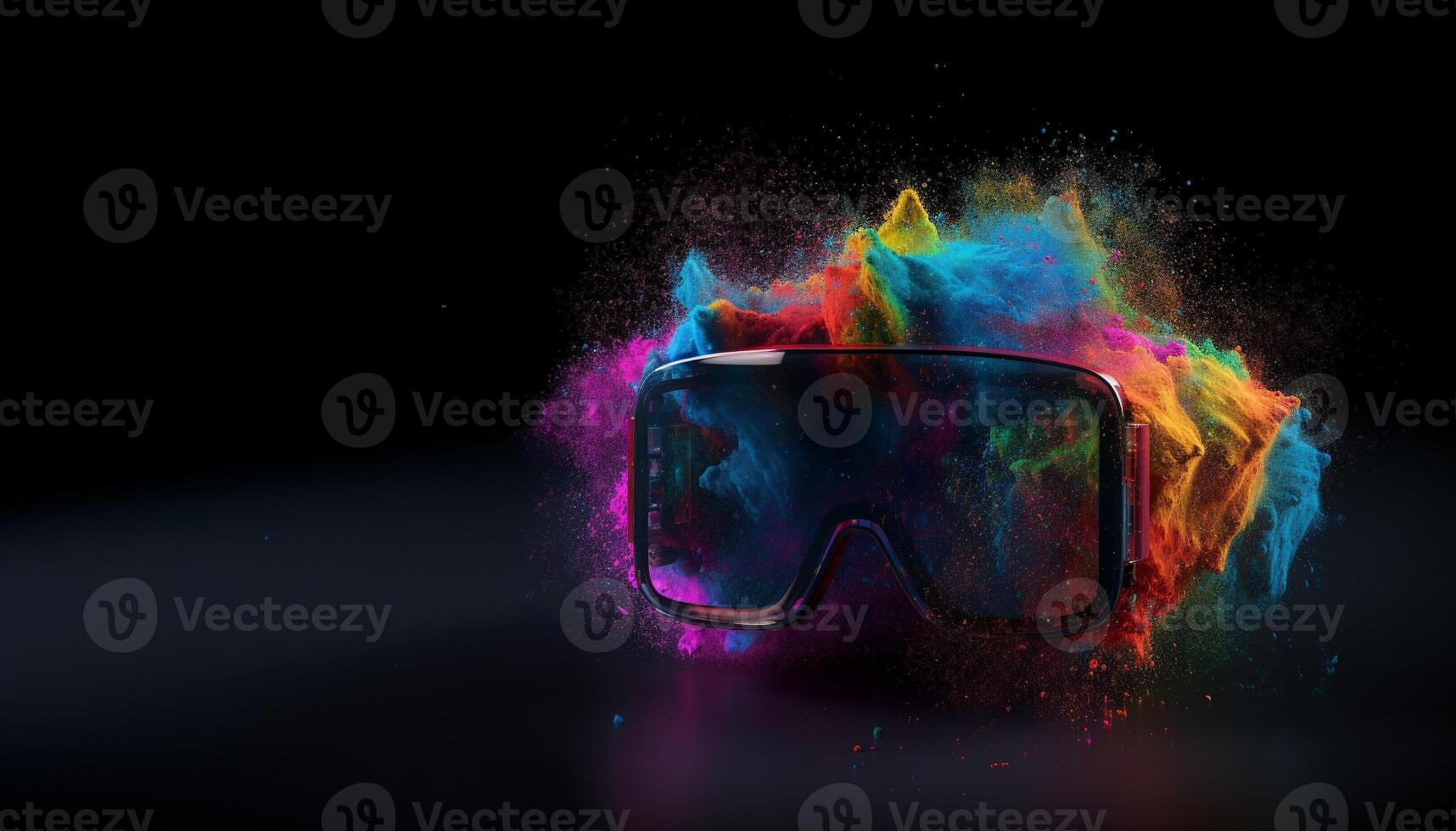 Metaverse, future digital technology for entertainment and games, VR virtual reality glasses, free space for text. . photo