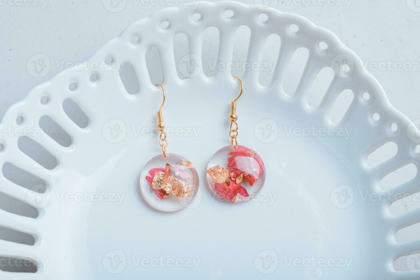 Handmade resin earrings, jewelry for women. photo