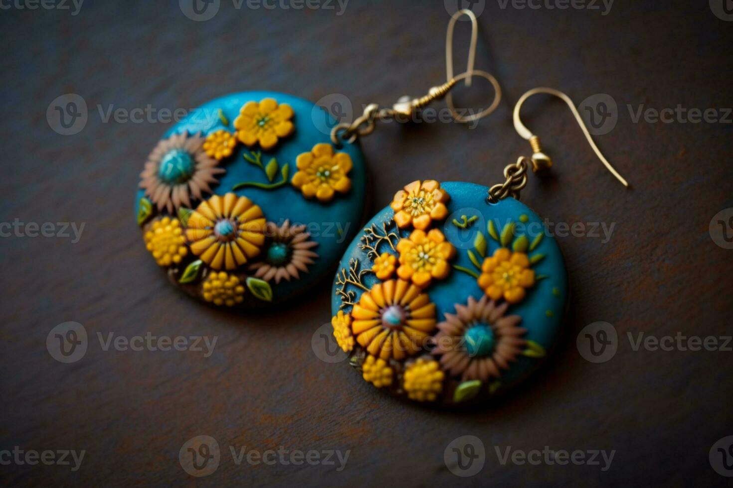 beautiful flower painting resin earrings photo