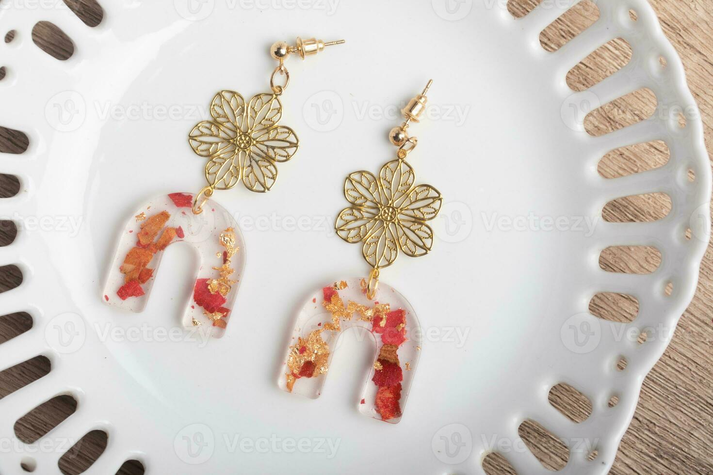 Handmade resin earrings, jewelry for women. photo