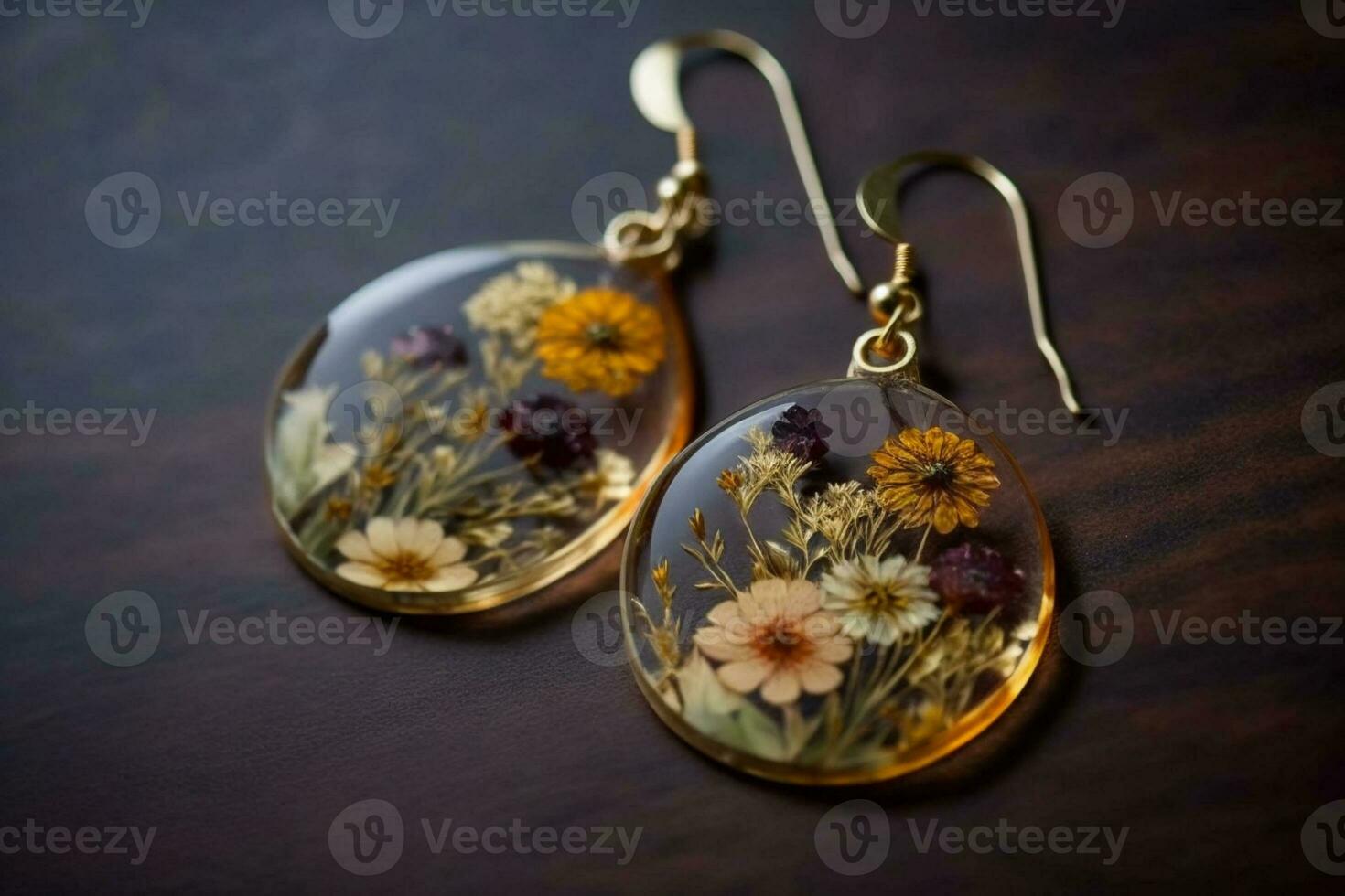 beautiful flower painting resin earrings photo