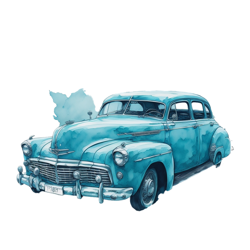, Watercolor car, Watercolor , Car, Watercolor hand-drawn old-fashioned red car png