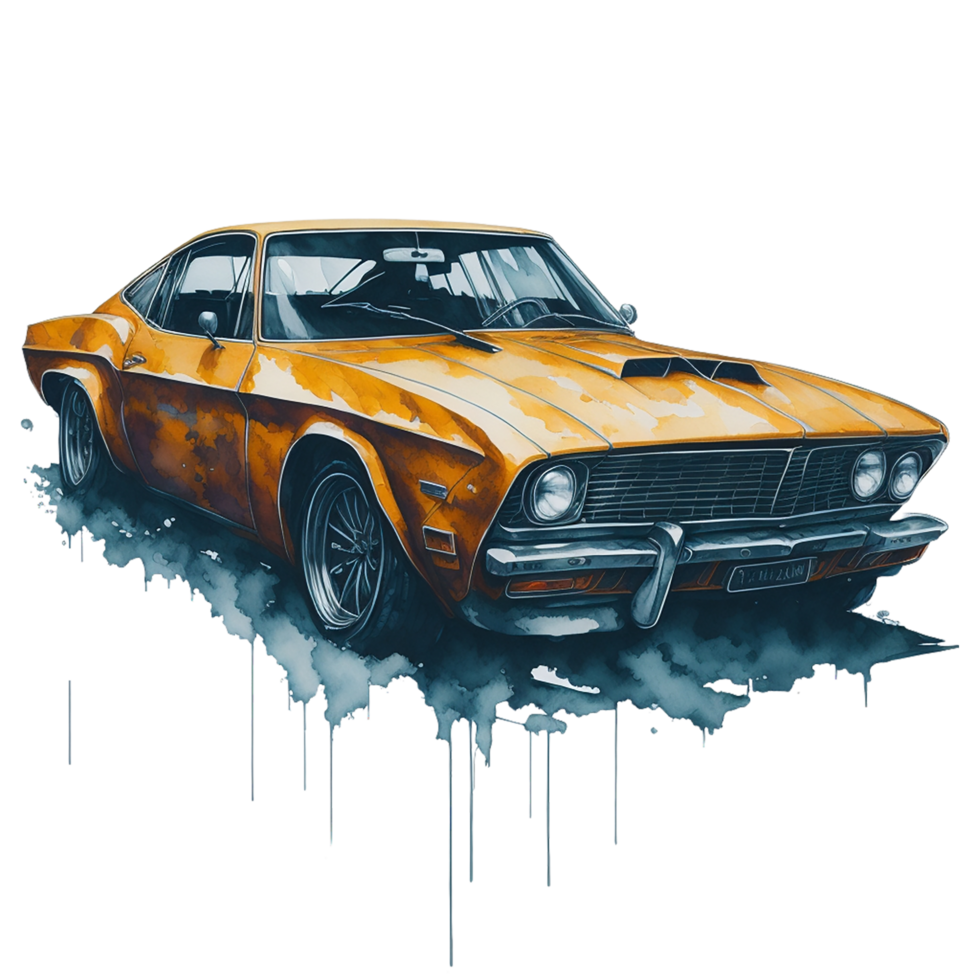 , Watercolor car, Watercolor , Car, Watercolor hand-drawn old-fashioned red car png