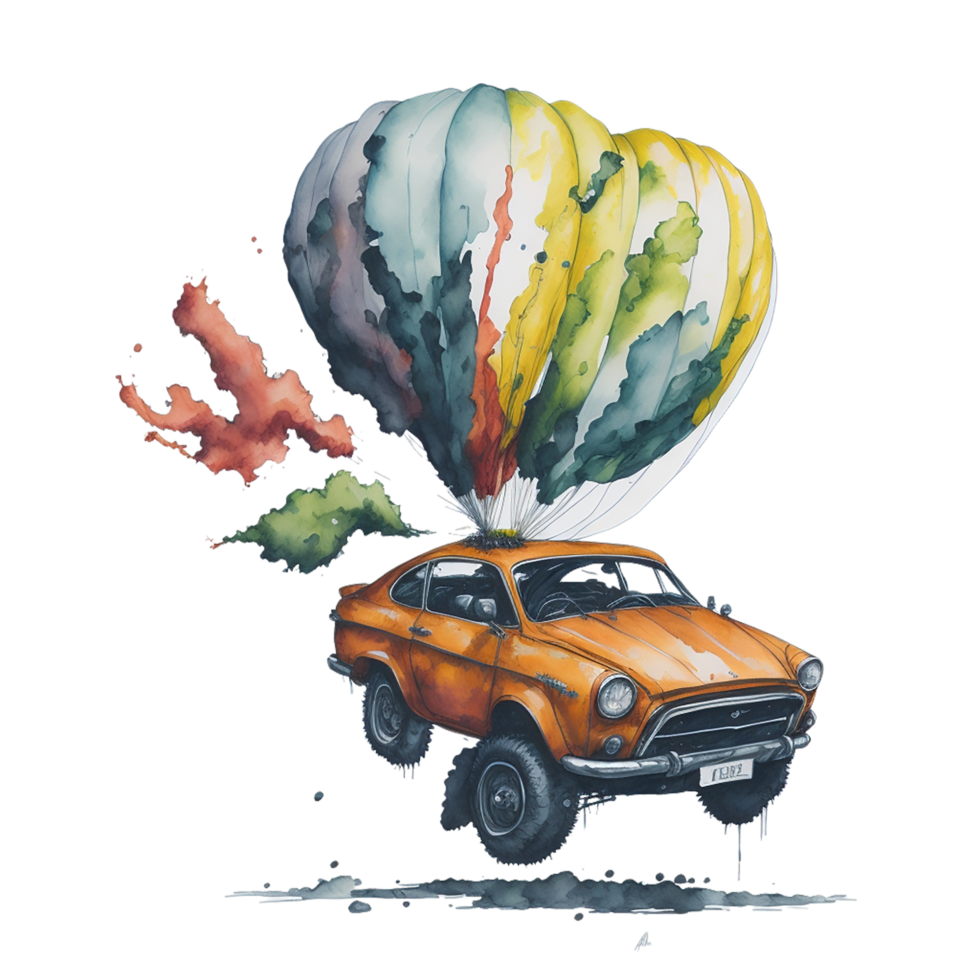 , Watercolor car, Watercolor , Car, Watercolor hand-drawn old-fashioned red car png