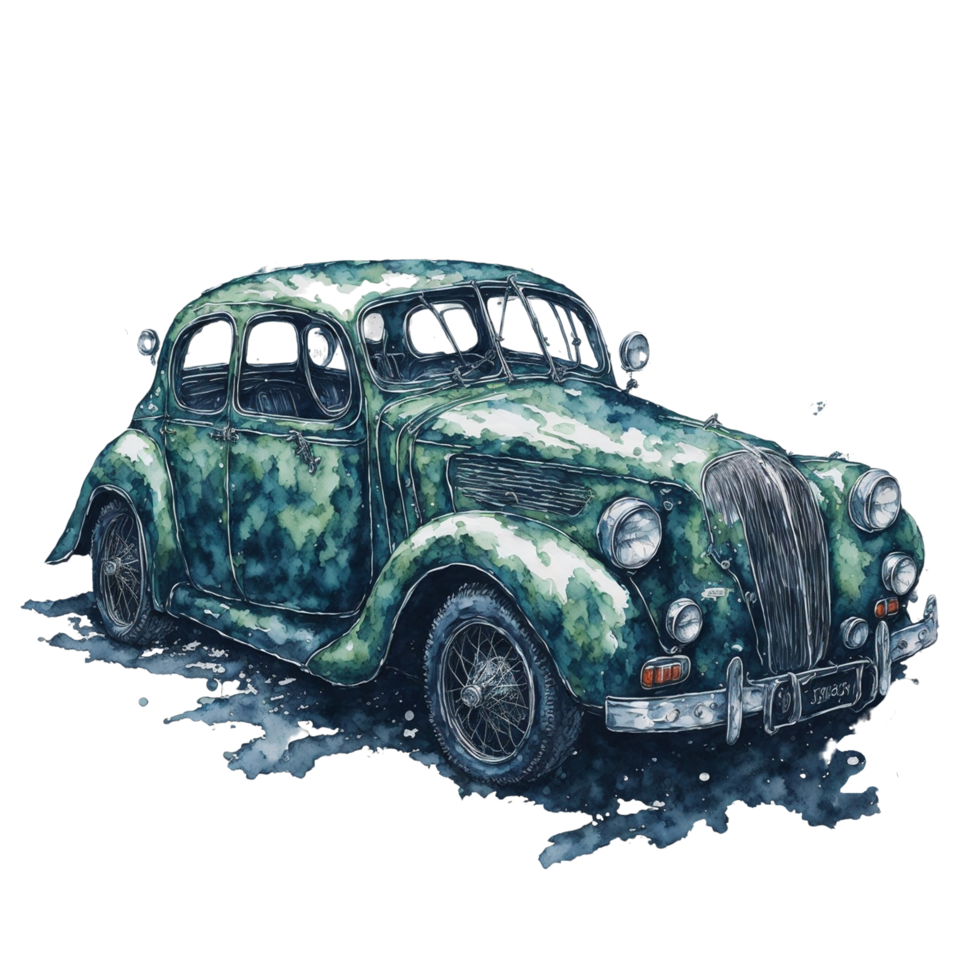 , Watercolor car, Watercolor , Car, Watercolor hand-drawn old-fashioned red car png