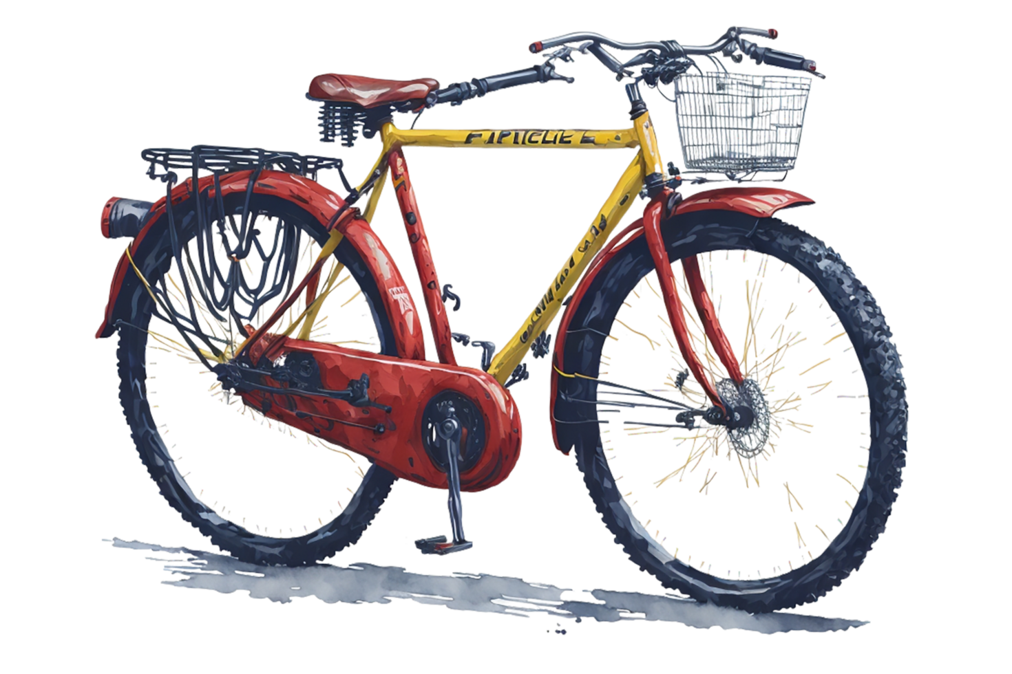 , Watercolor Bicycle, Watercolor, Bicycle With Flower png