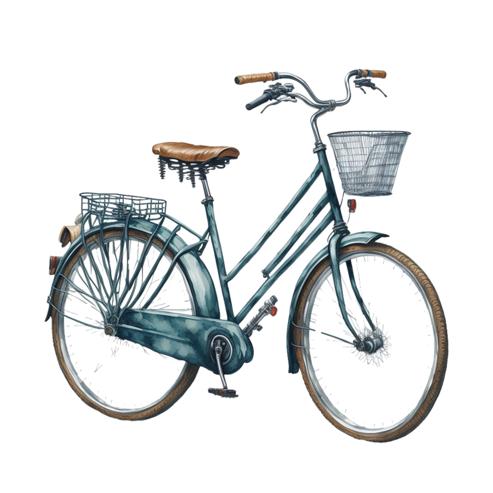 , Watercolor Bicycle, Watercolor, Bicycle With Flower png