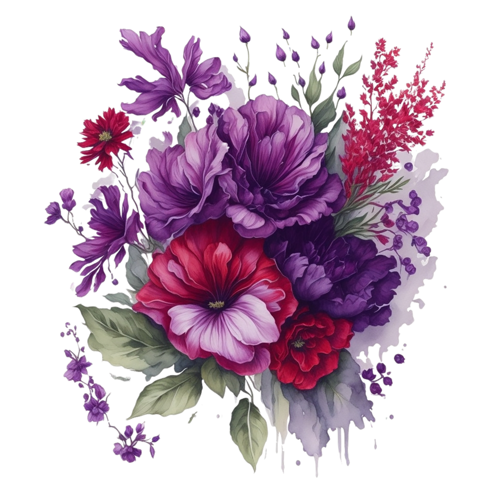 Watercolor Flower,Bouquet, watercolor bouquet Flower, wedding flower, Watercolor Floral Design, Botanical Flower, Watercolor Decoration, Ai Generated png