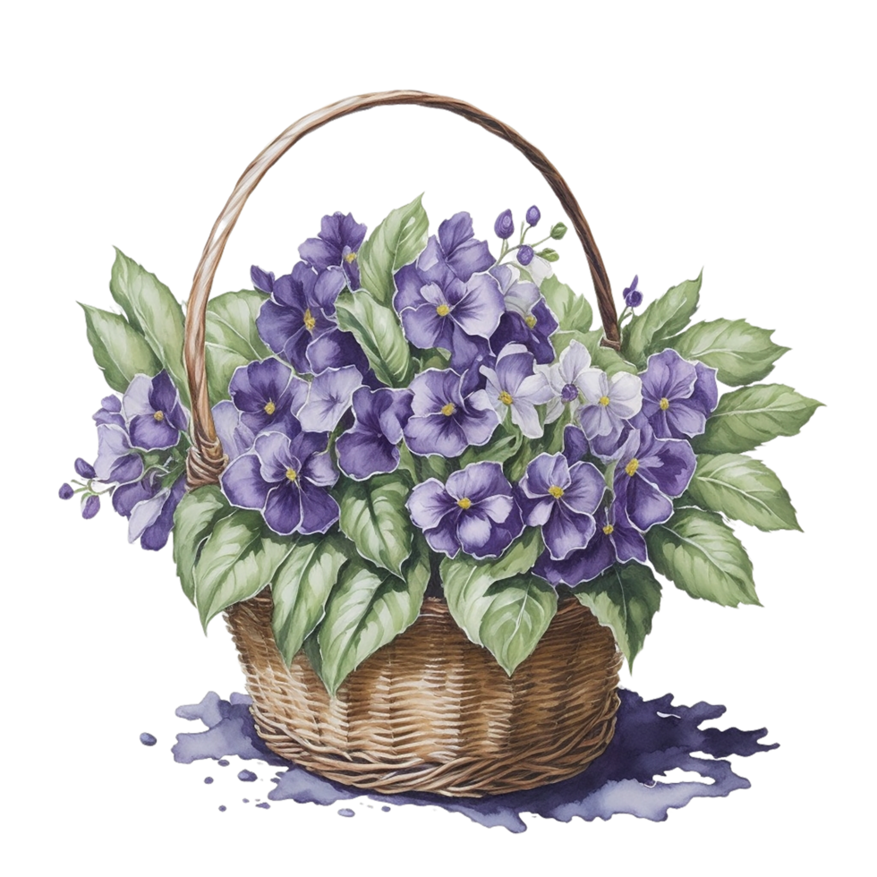 waterverf mand bloem, waterverf bloemen ontwerp, waterverf bloem, waterverf boeket bloem, waterverf bloesem, waterverf decoratie, ai gegenereerd png