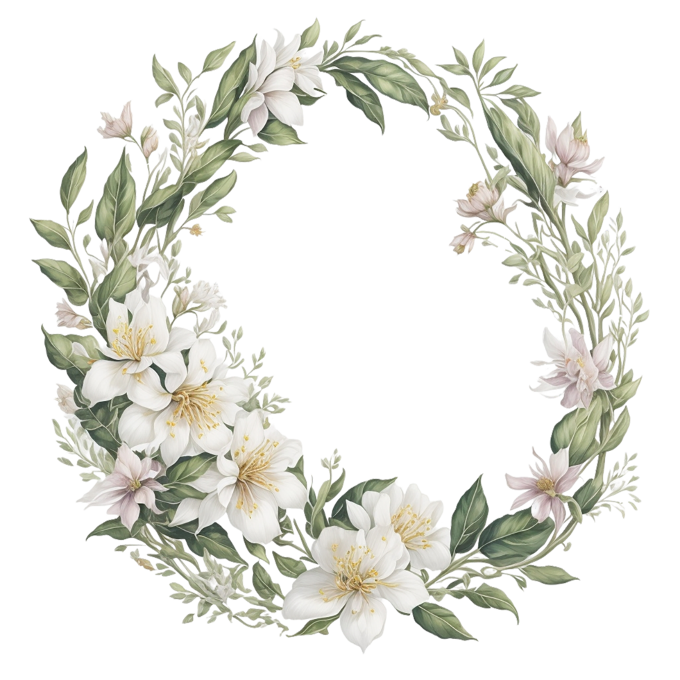 acuarela floral diseño con redondeado marco, acuarela ramo de flores, acuarela ramo de flores flor, Boda flor, acuarela flor acuerdo, botánico flor, acuarela decoración, ai generado png