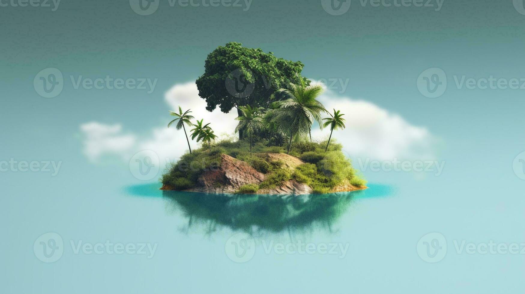 Tropical tree with beach or oasis,  AI Generative. photo