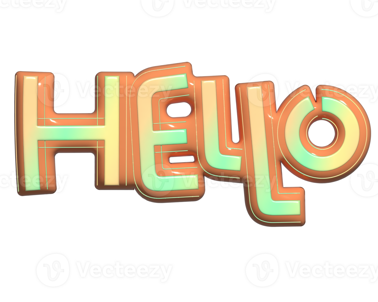 Hello glossy 3d png