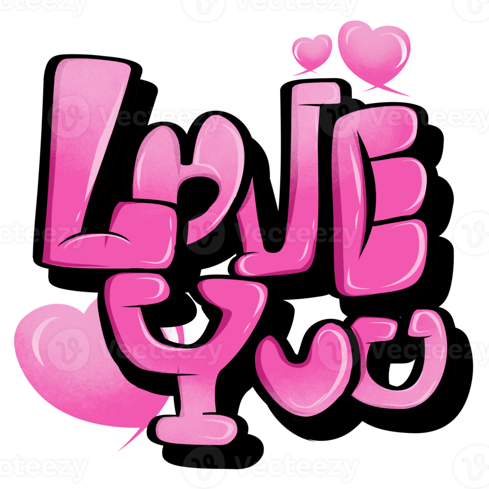Love you shiny text font png
