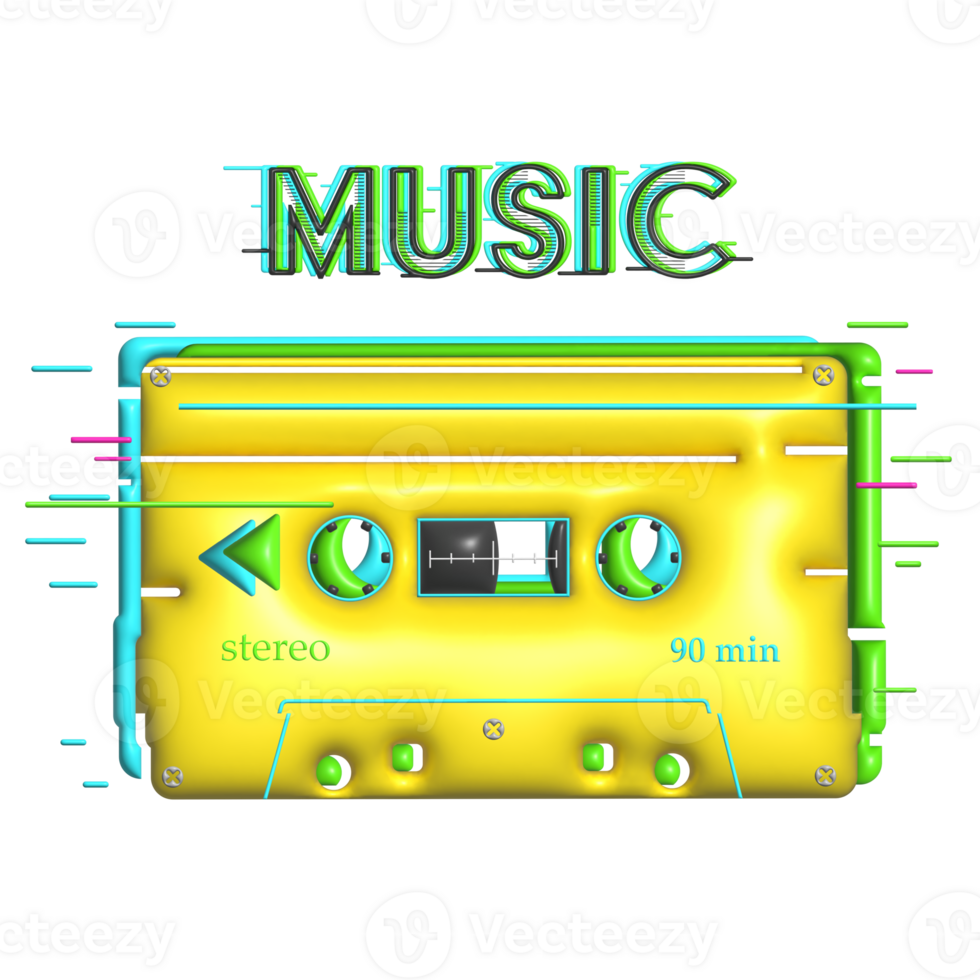 Cassette tape colors 3d png