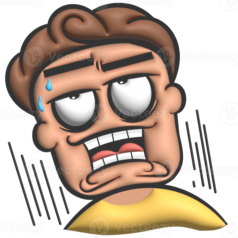 Very angry cartoon gesture 3d png