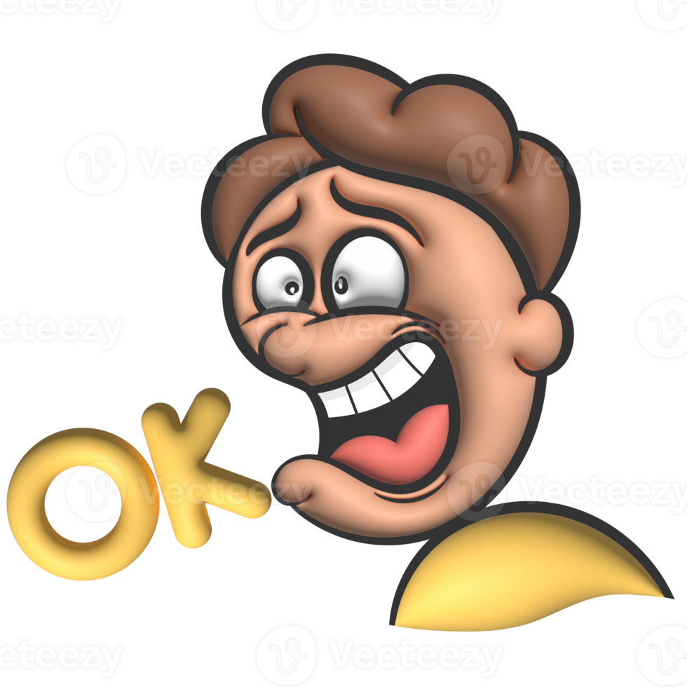 Cartoon say ok gesture 3d png