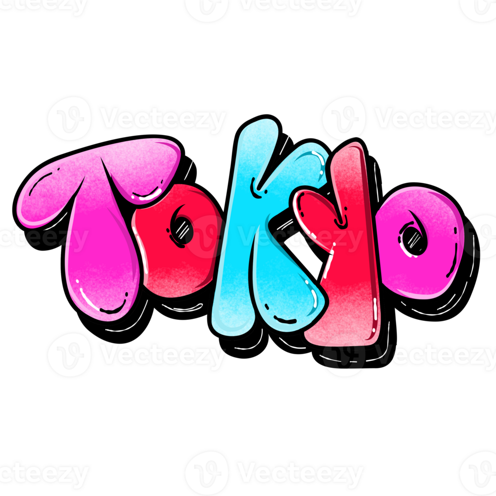 Shiny Tokyo colors text font png