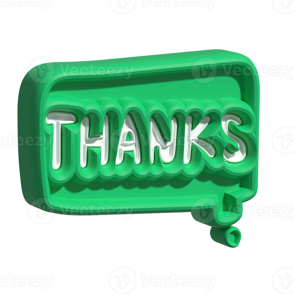 Thanks green speech bubble 3d png