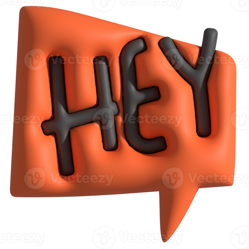 Hey on speech bubble 3d png