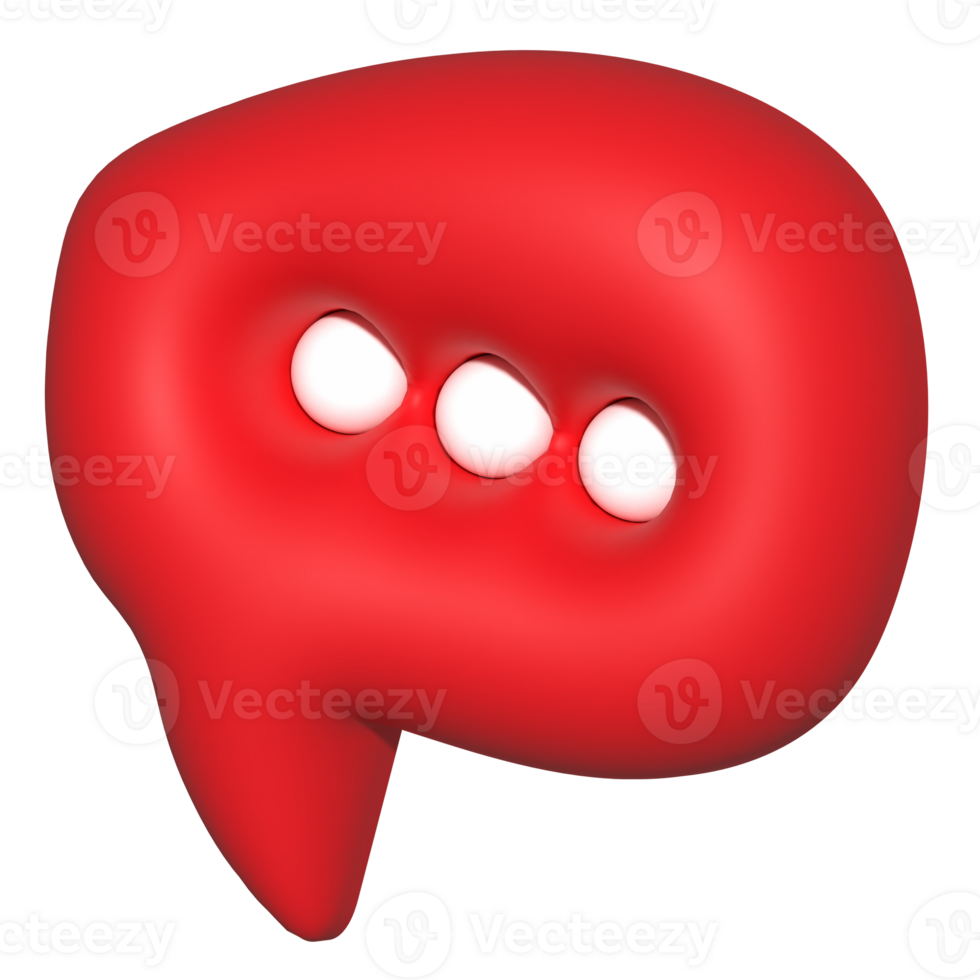 Blank on red speech bubble 3d png