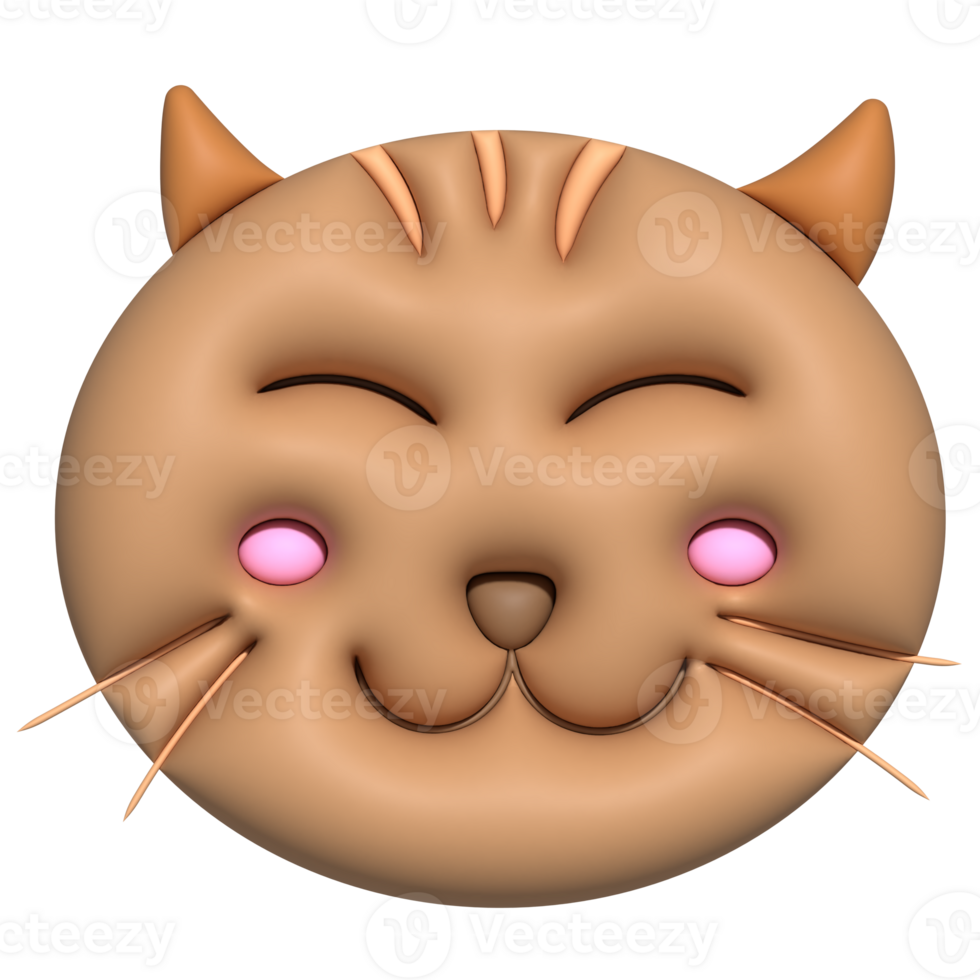 Cute and smiling face cat 3d png