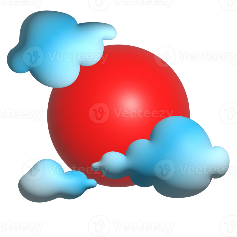 Sun with cloud 3d png