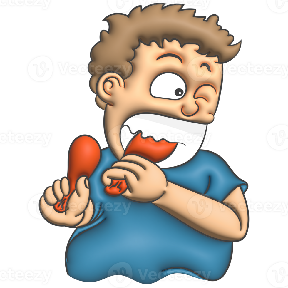 Funny cartoon man eating png