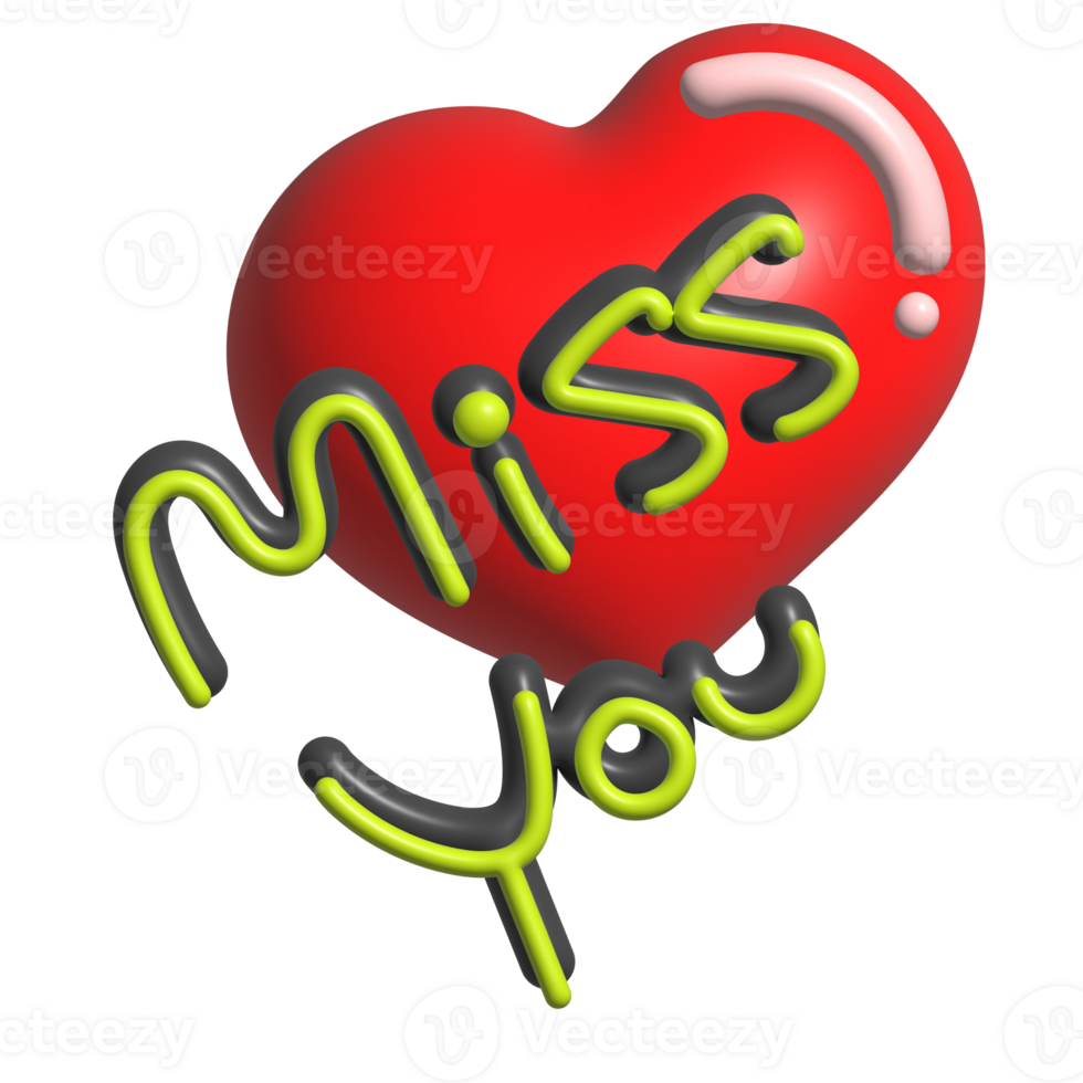 Miss you with a red heart png