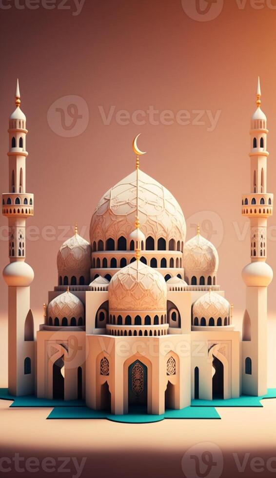 Islamic Mosque Interior Design, palace interior with golden decor, photo