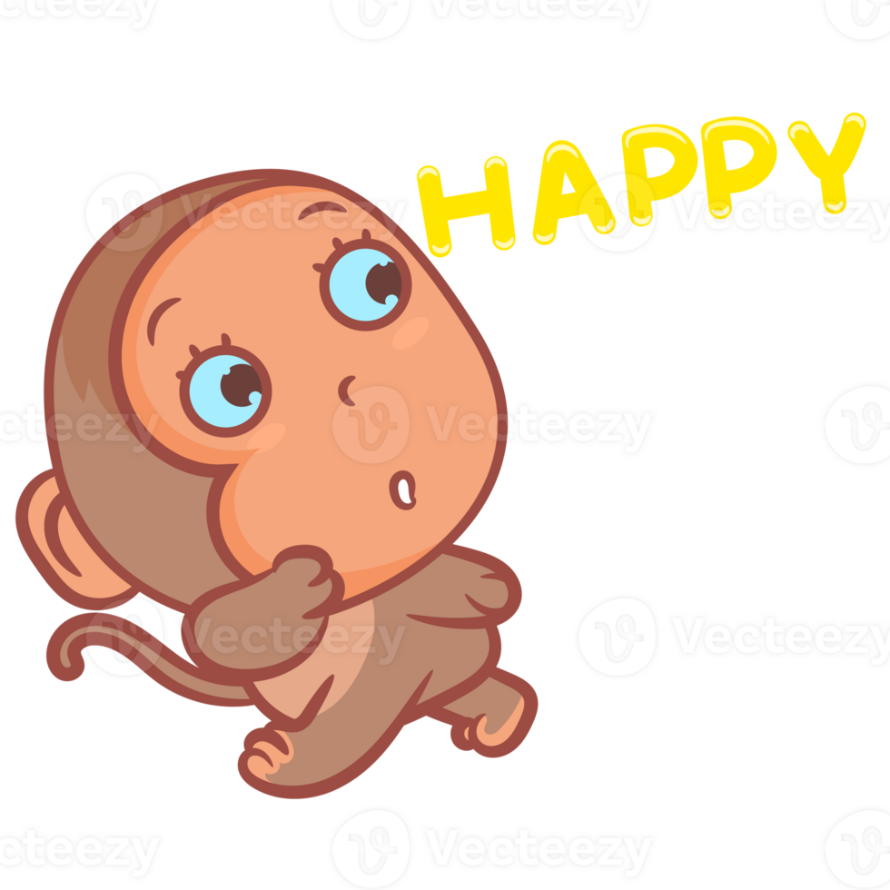 Little monkey say happy cartoon gesture 26803779 PNG