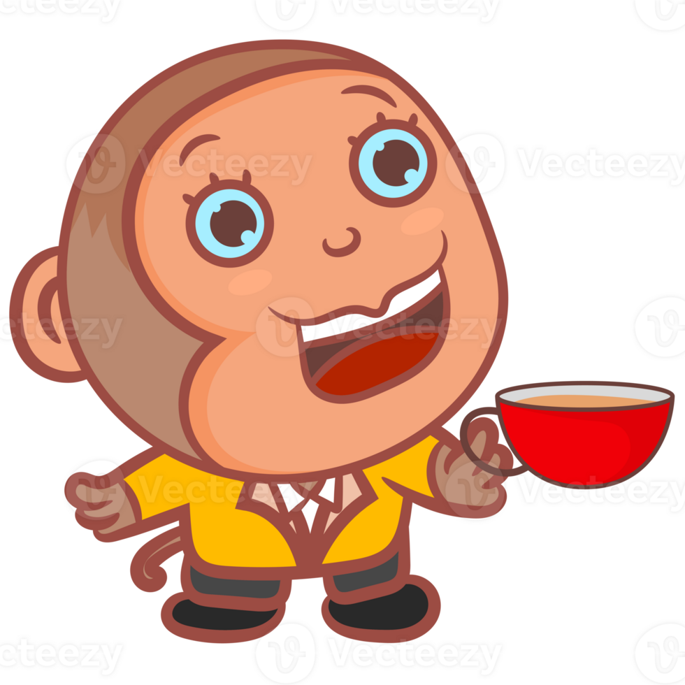 A cup of coffee little monkey gesture png