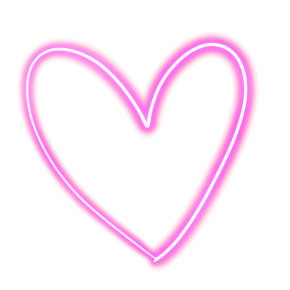 Neon heart and star glowing light png