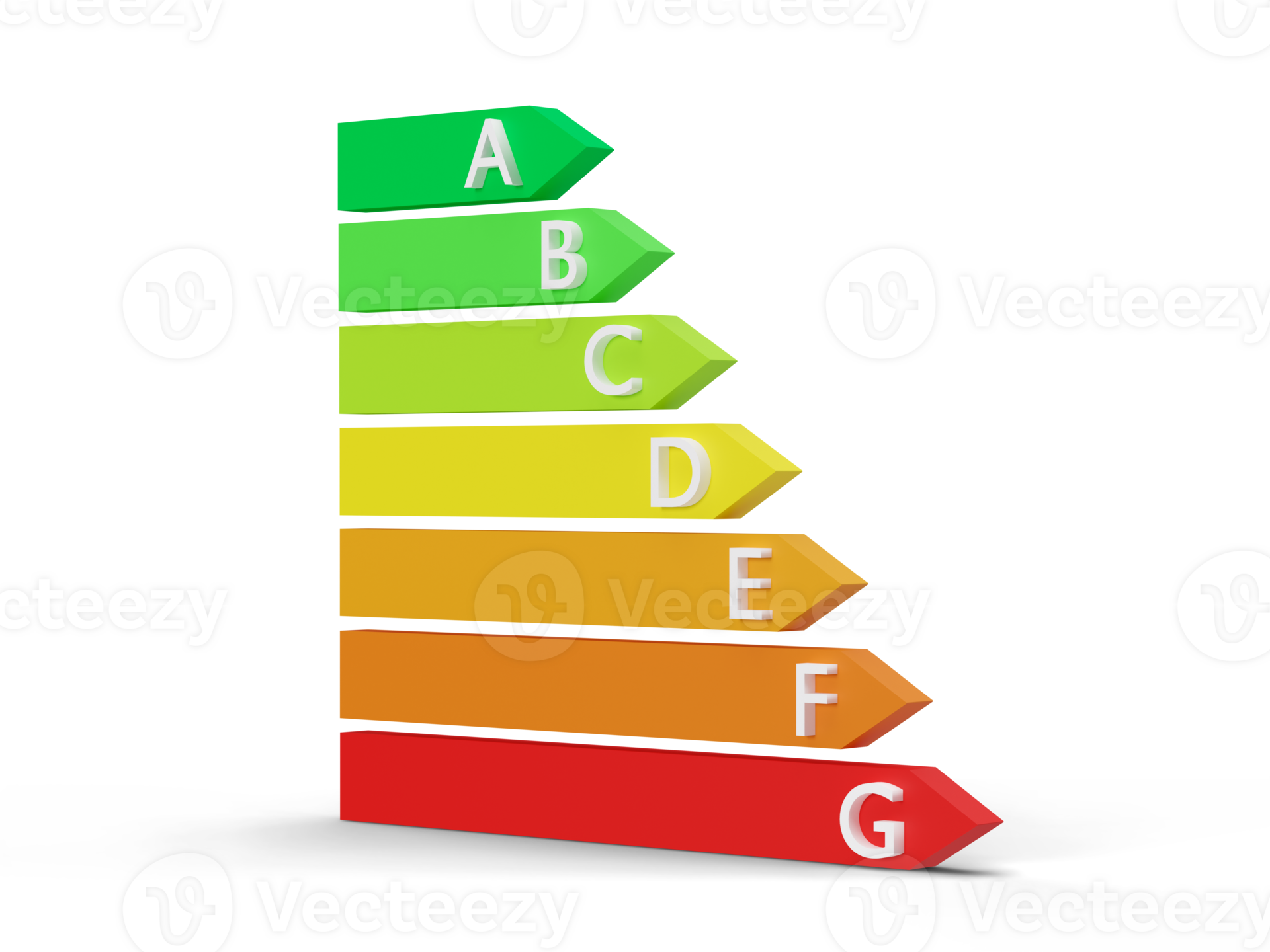 Energy efficiency rating chart cut out on transparent background. PNG