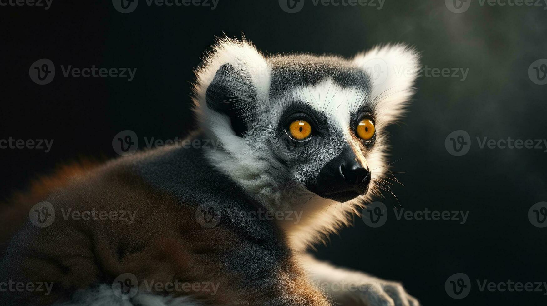 Close-up of a ring-tailed lemur . Generative AI photo