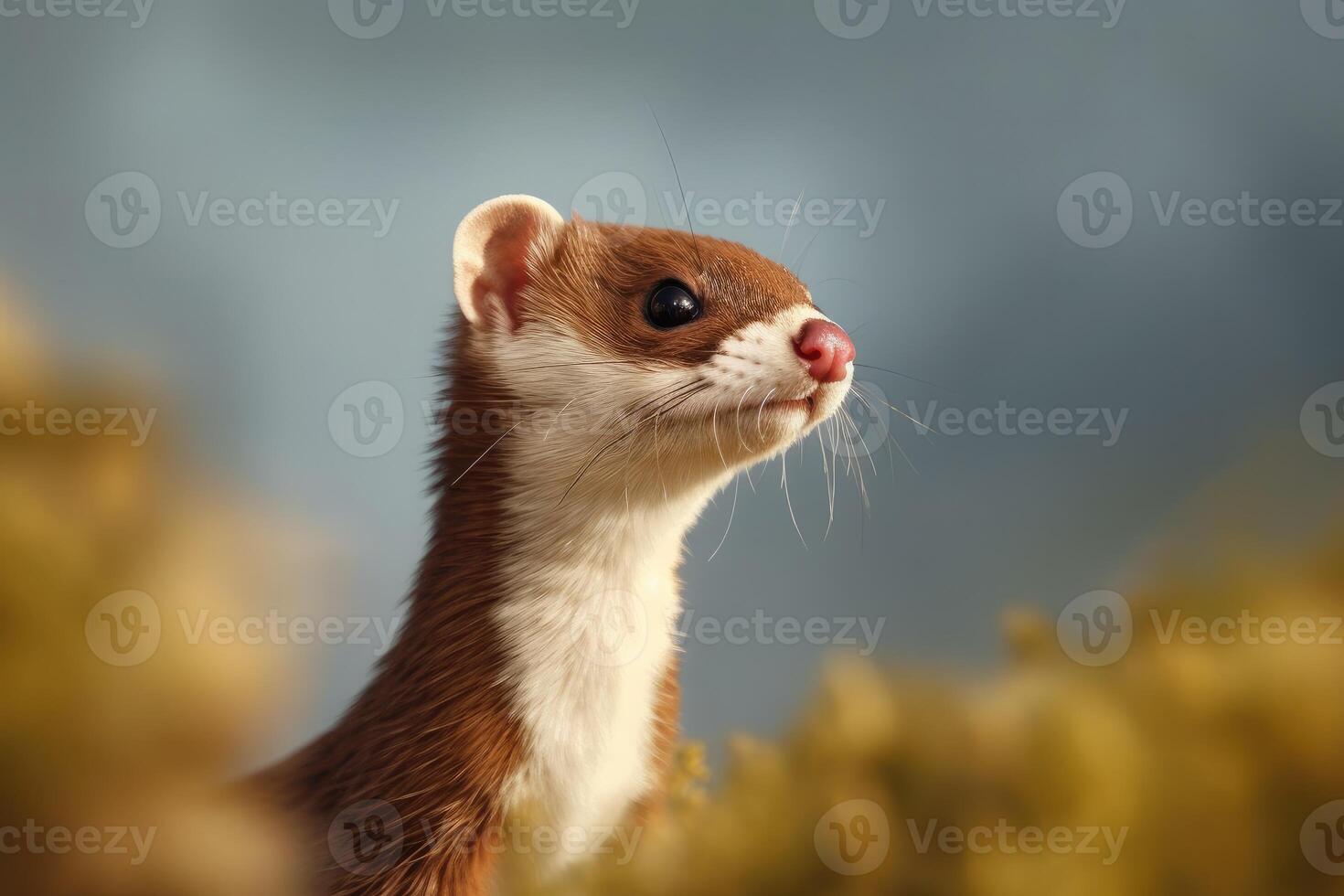 Close-up photo of ferret animal. wildlife photography.