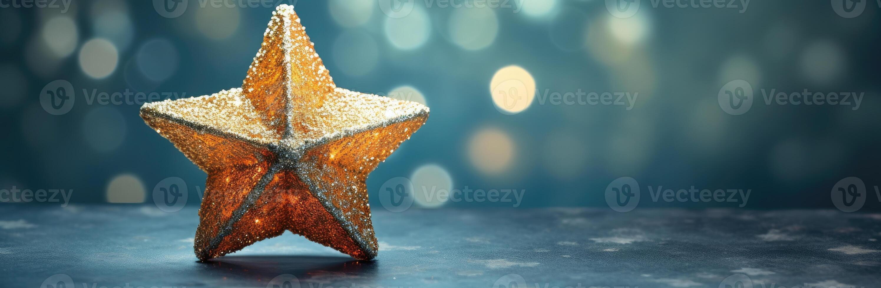 Illuminated star photo in front of bokeh effect background, concept for christmas. Generative AI