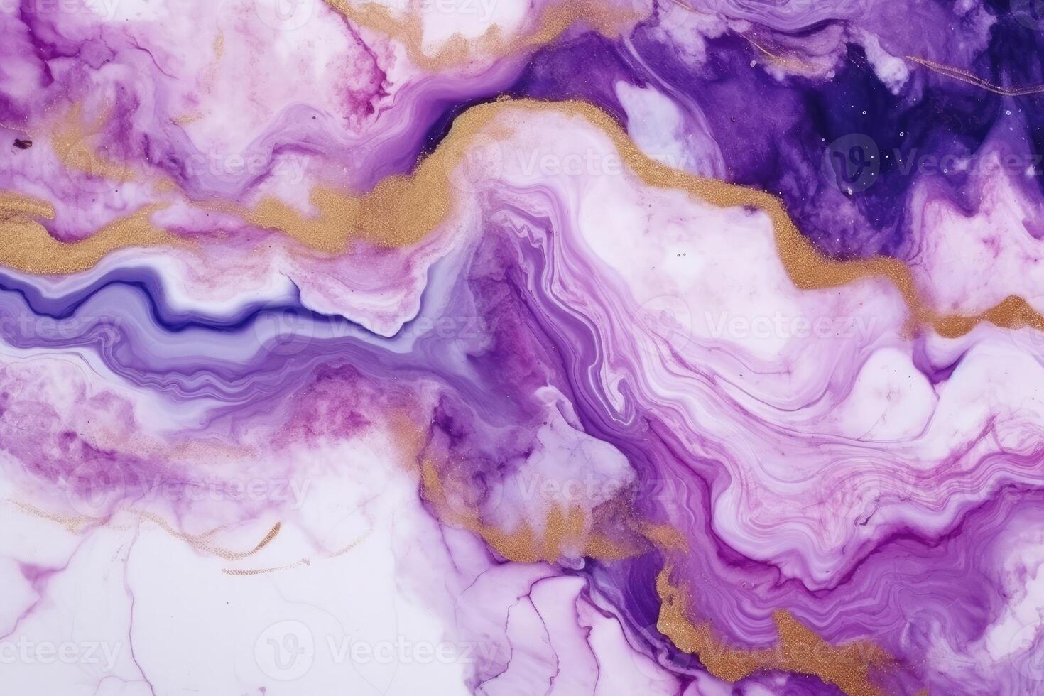 White, glitter gold and purple detailed marble background photo. photo