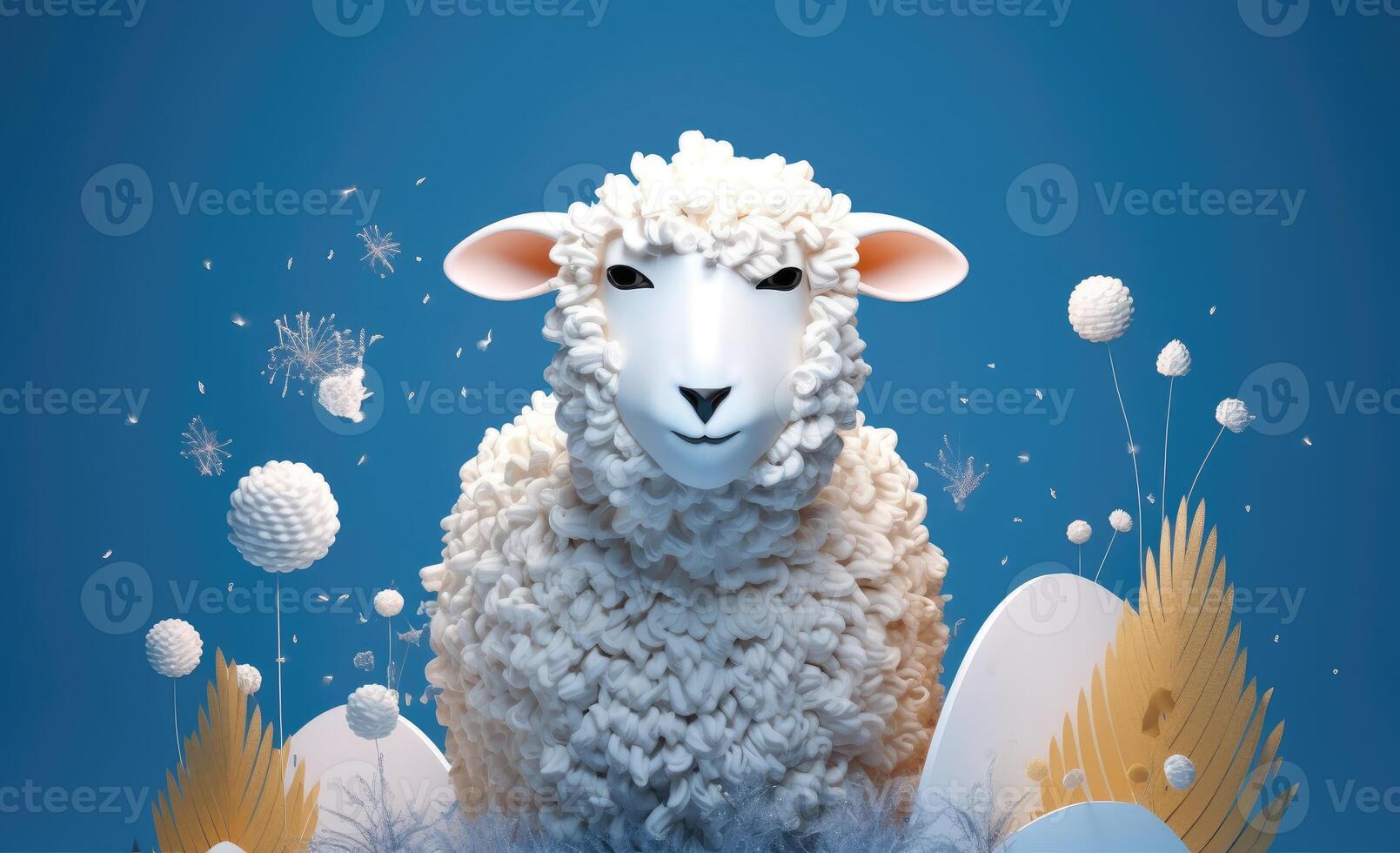 3D rendered sheep image for Eid al-Adha holiday. Generative AI photo