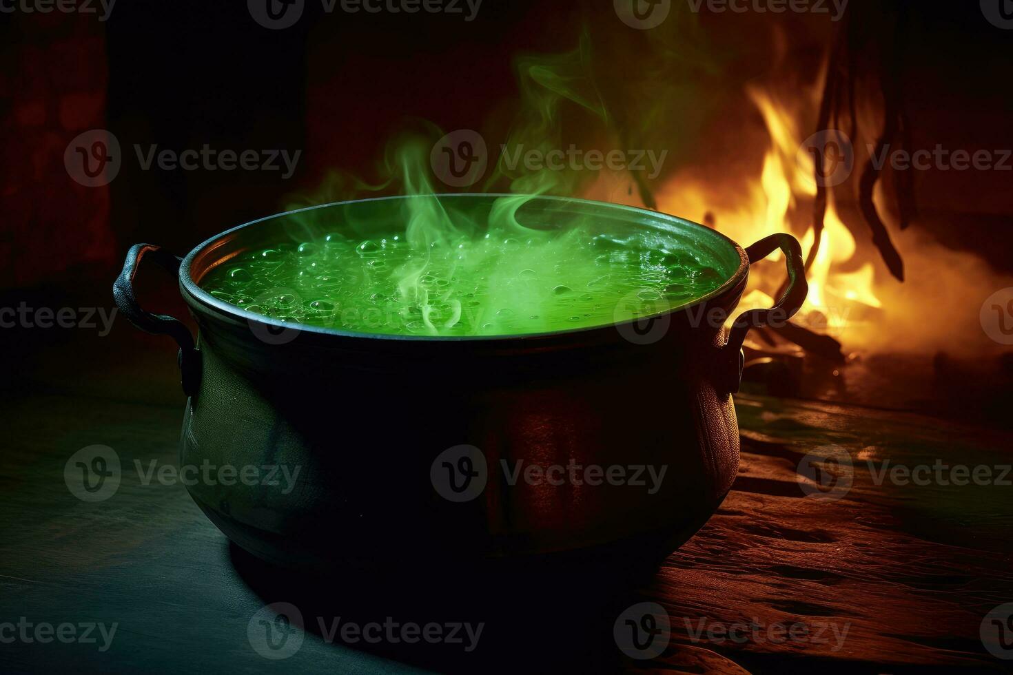 A vibrant image of a witch cauldron shot from a low angle. Generative AI photo