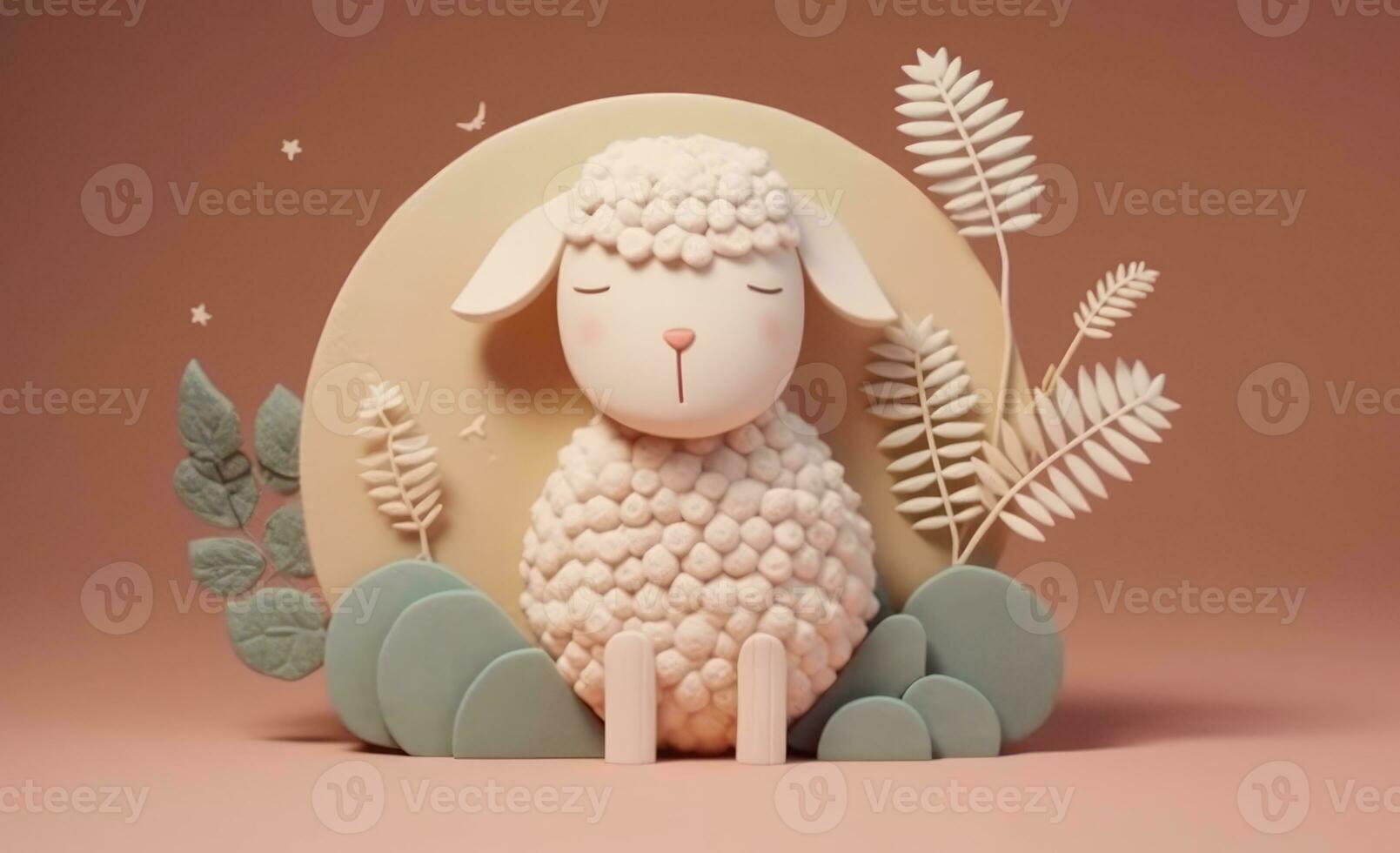 3D rendered sheep image for Eid al-Adha holiday. Generative AI photo