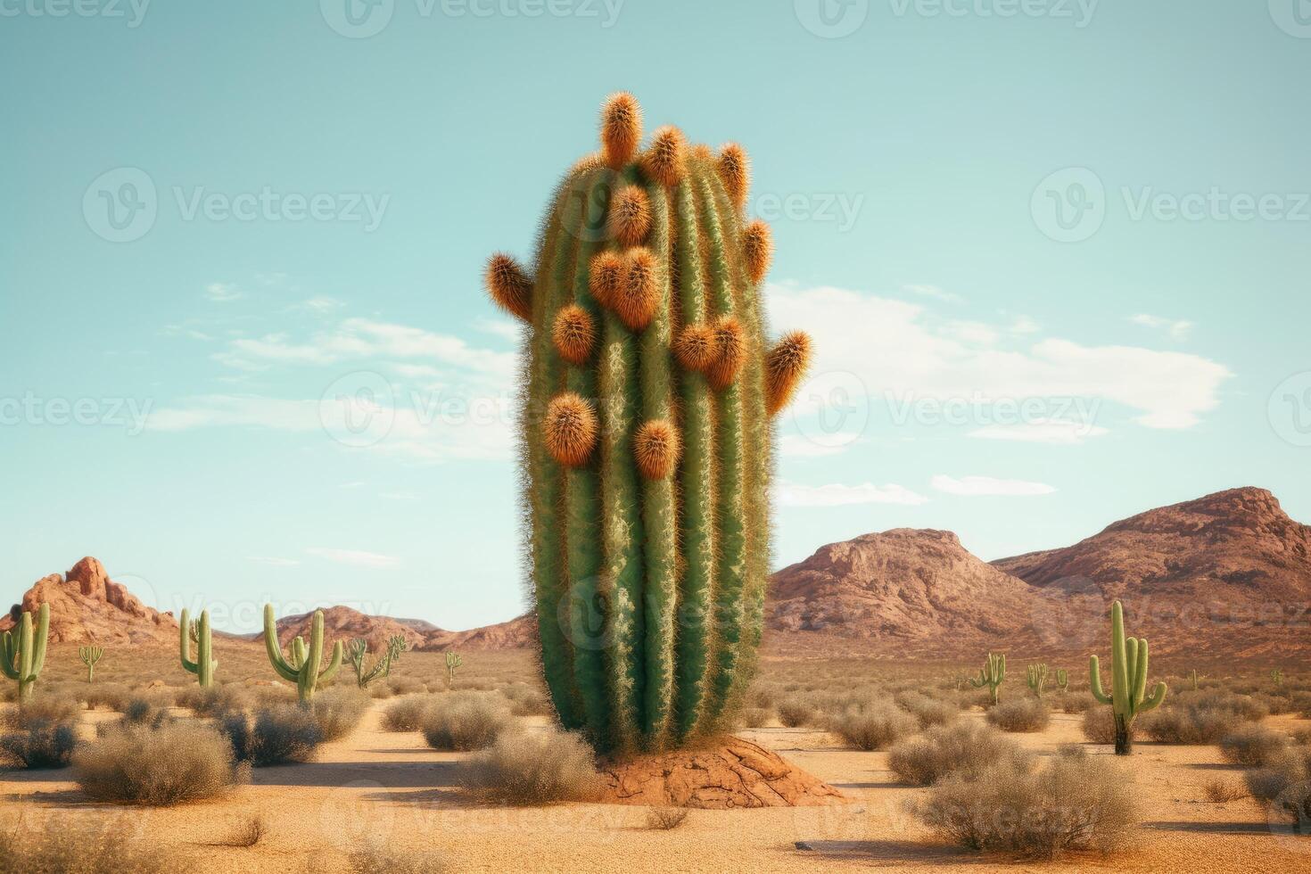 Photo of cactus tree in the middle of the desert.