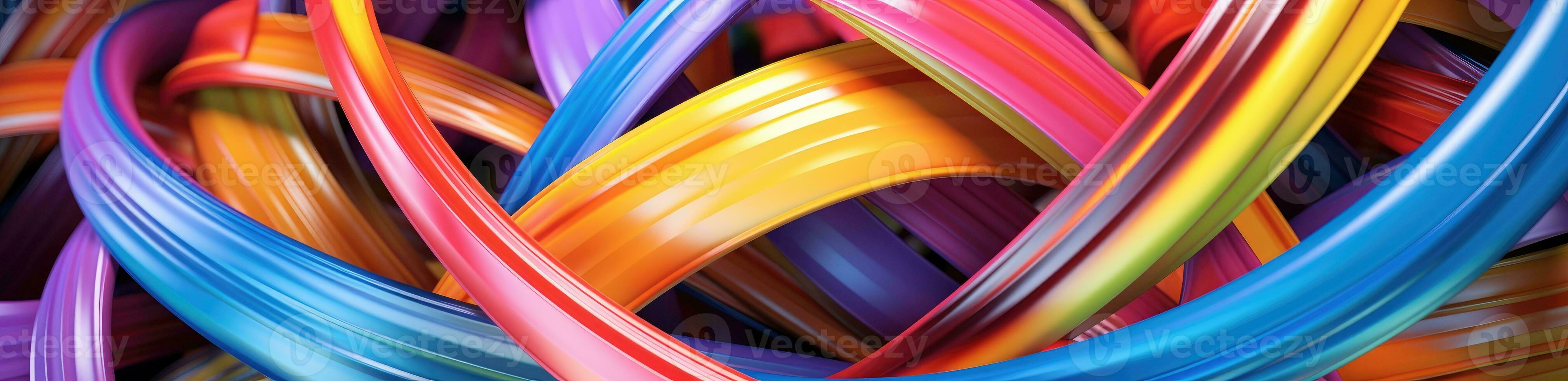 Abstract wavy colorful cable background. Generative AI photo
